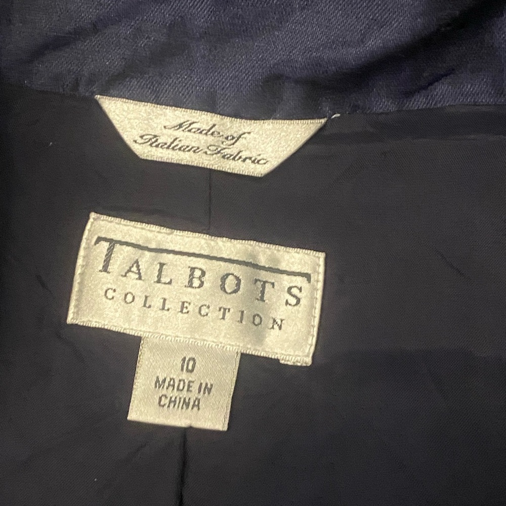 Talbots Collection Navy Linen Blend Jacket Italian Fabric Flawed Size 10 - Picture 9 of 12